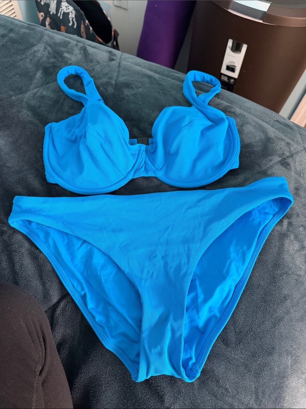 Vetchy Bright Blue Ribbed Two-Piece Bikini